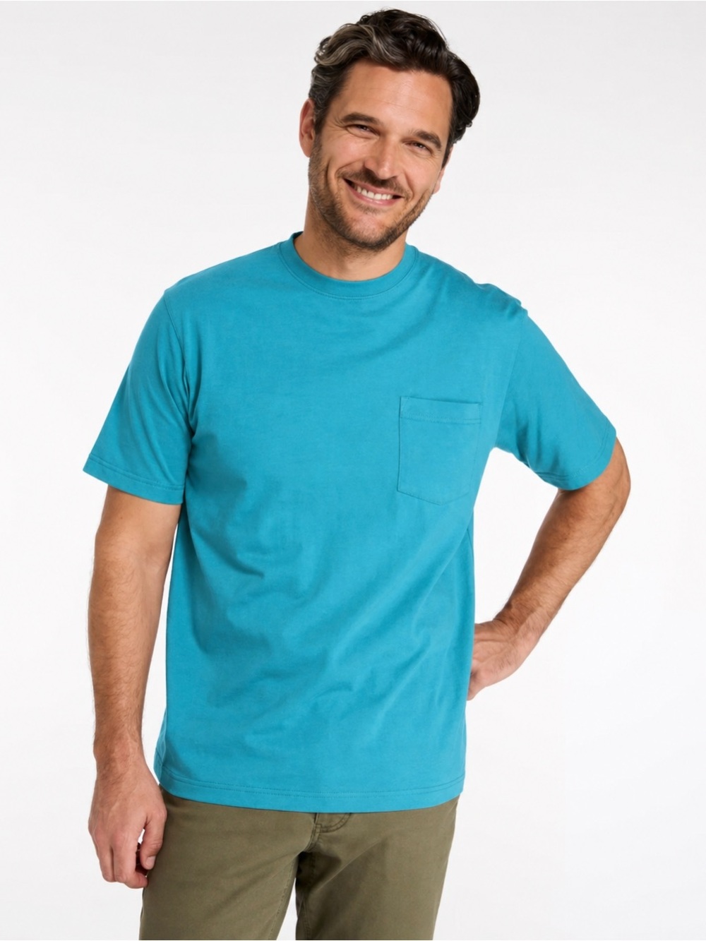 L.L. Bean Teal Crewneck T‑Shirt with front pocket 100% cotton